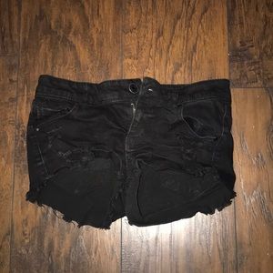black jean shorts